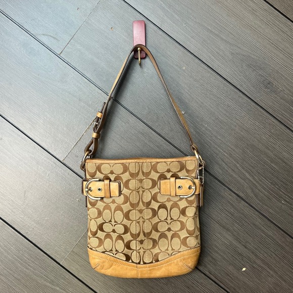 Coach Handbags - Coach Women's Signature Soho Shoulder Bag Brown Tan Canvas Leather Y2K